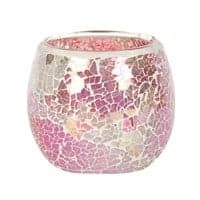 Large Pink Crackle Candle Holder
