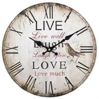Rustic Effect Live, Laugh, Love Clock