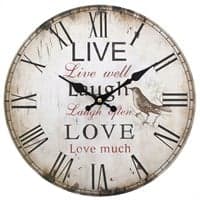 Rustic Effect Live, Laugh, Love Clock