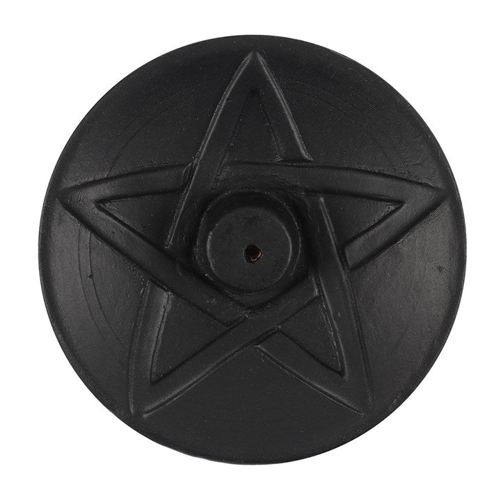 Black Pentagram Incense Plate